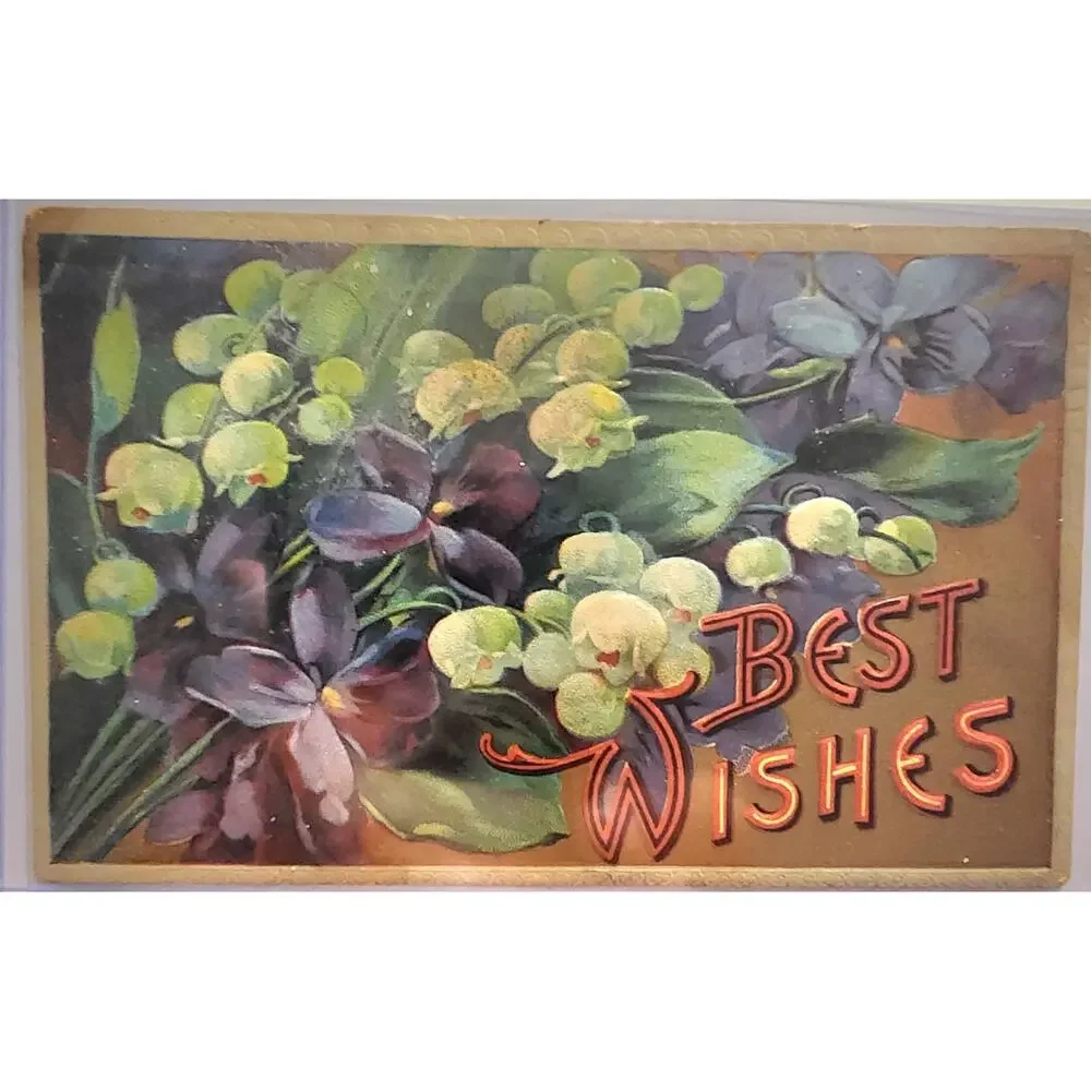 Lot Of Four Vintage Antique Embossed Postcards Flowers Birthday Wishes Returns